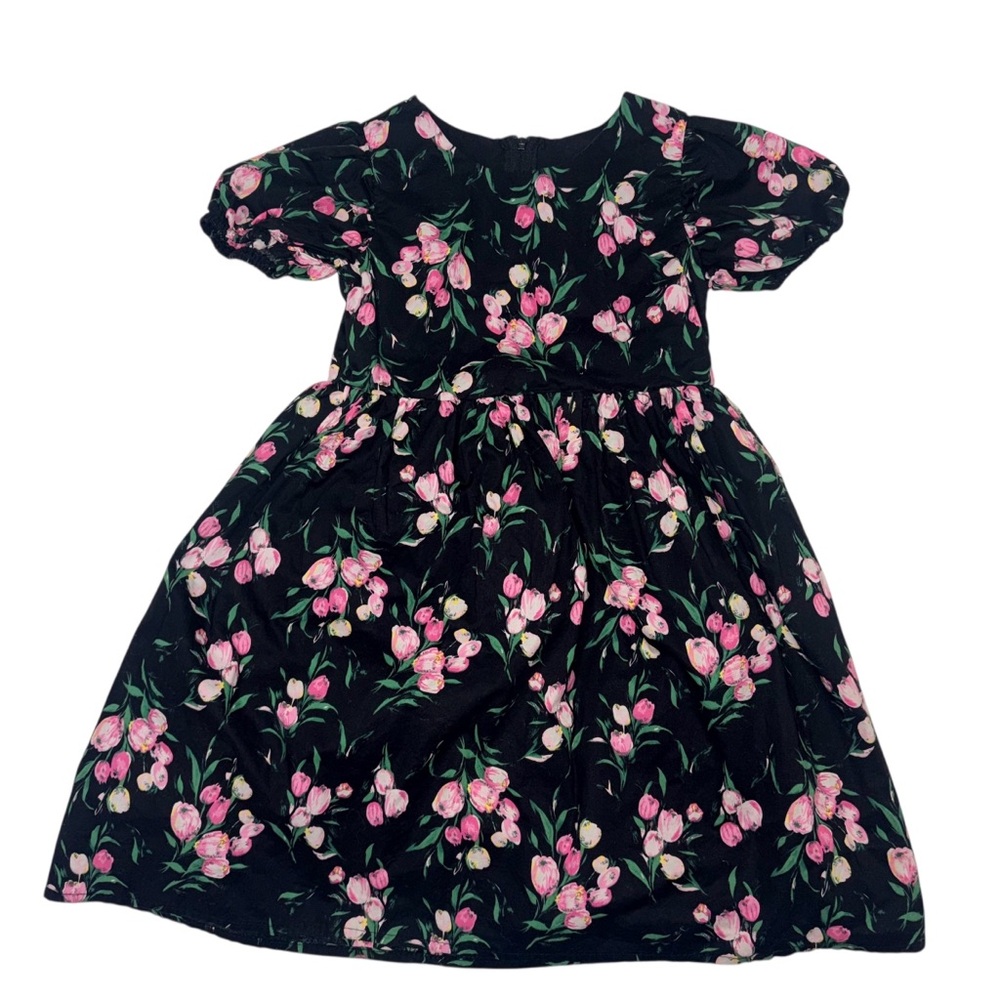 Super cute Popatu Floral Black Dress with Pink Flowers size 6